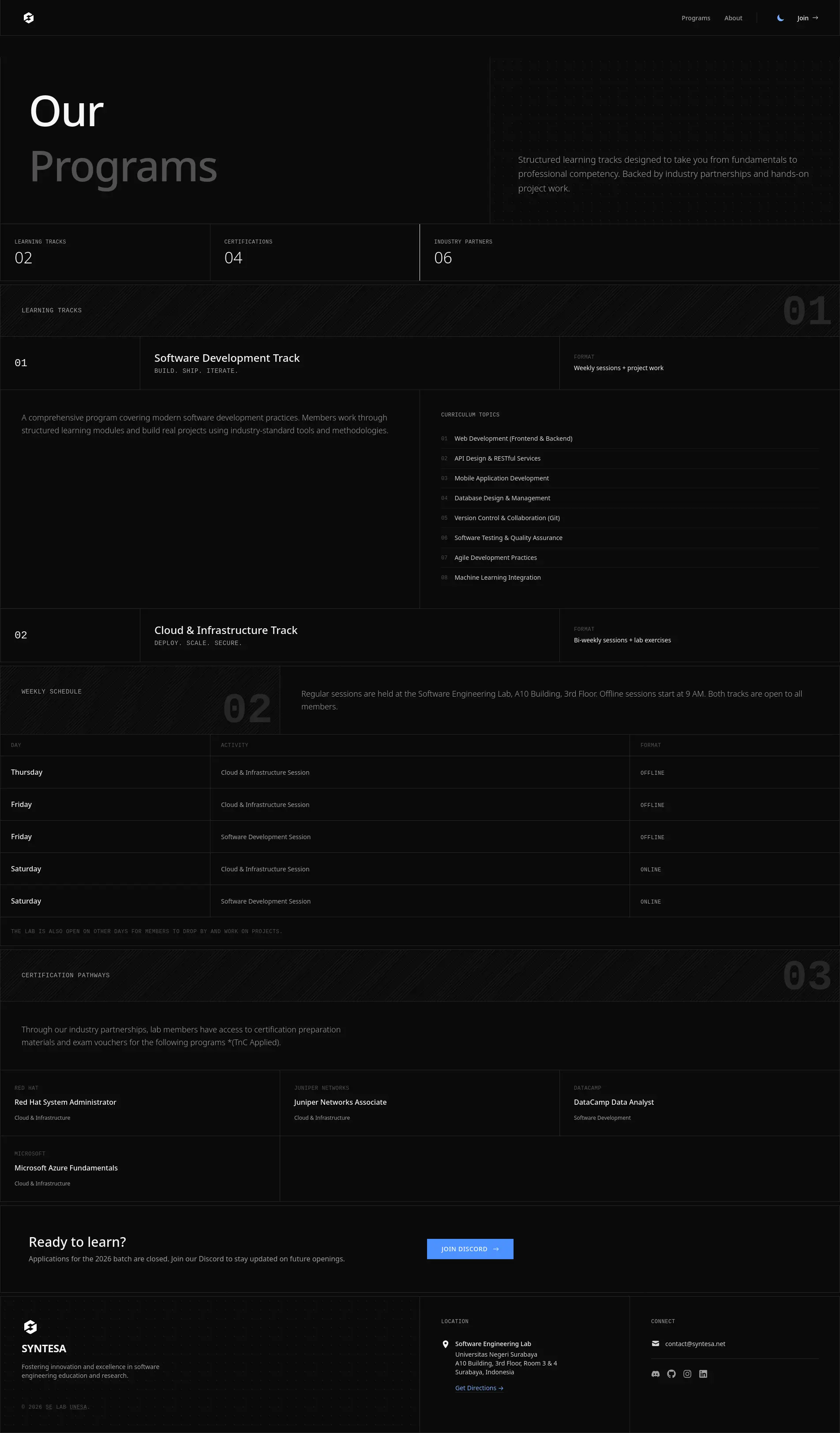 Syntesa - Website screenshot