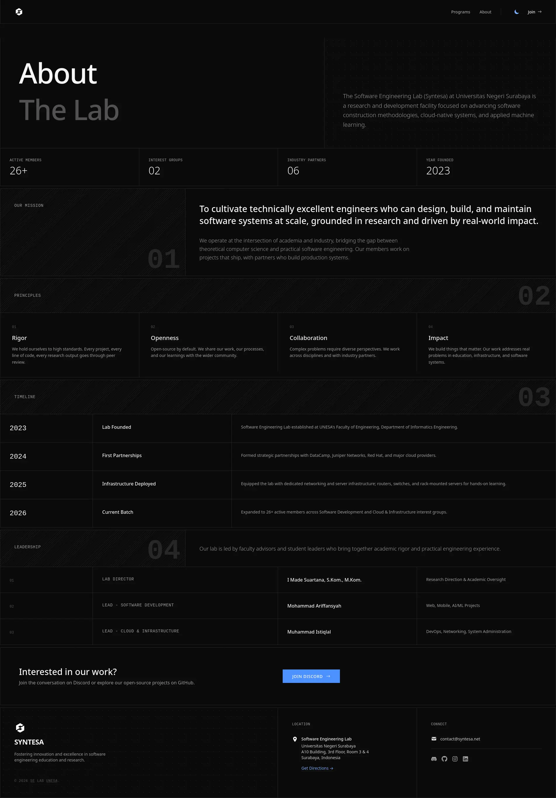 Syntesa - Website screenshot